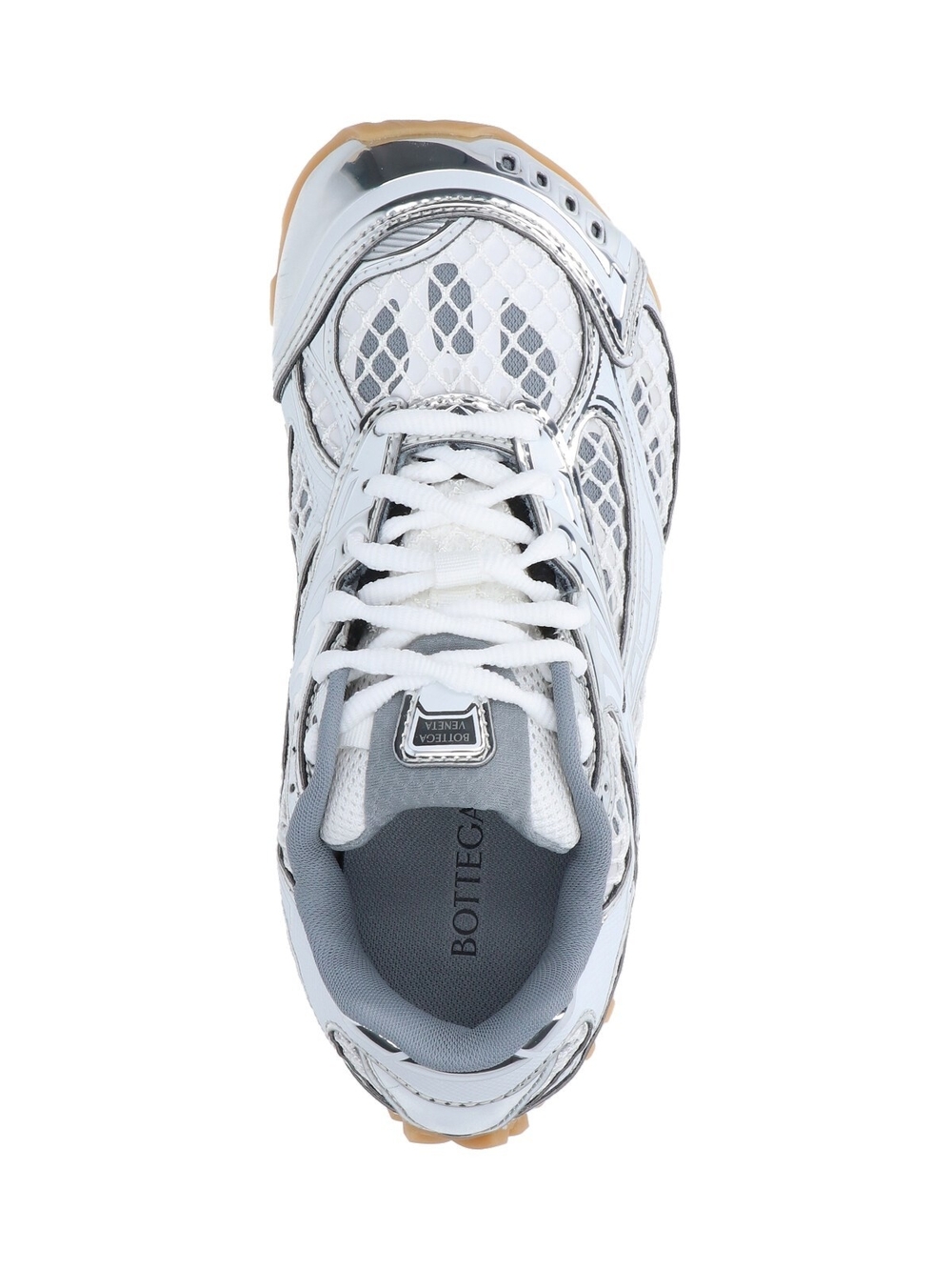 Bottega Veneta Silver On Silver Mesh Lace-Up Sneaker